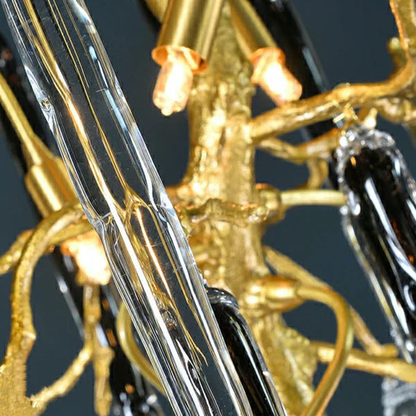 Extra Large Brass Tree Branch LED Chanderlier Crystal Bar Drops Ceiling Light for Foyer Living Room Hall