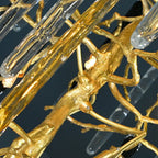 Extra Large Brass Tree Branch LED Chanderlier Crystal Bar Drops Ceiling Light for Foyer Living Room Hall