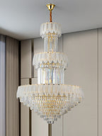 Extra Large Crystal Feather Style Chandelier Long Foyer Staircase Ceiling Lighting for Living Room