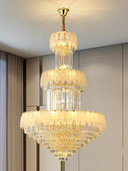 Extra Large Crystal Feather Style Chandelier Long Foyer Staircase Ceiling Lighting for Living Room