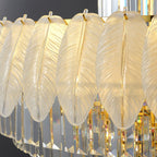 Extra Large Crystal Feather Style Chandelier Long Foyer Staircase Ceiling Lighting for Living Room