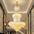 Extra Large Crystal Feather Style Chandelier Long Foyer Staircase Ceiling Lighting for Living Room