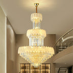 Extra Large Crystal Feather Style Chandelier Long Foyer Staircase Ceiling Lighting for Living Room
