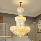 Extra Large Crystal Feather Style Chandelier Long Foyer Staircase Ceiling Lighting for Living Room