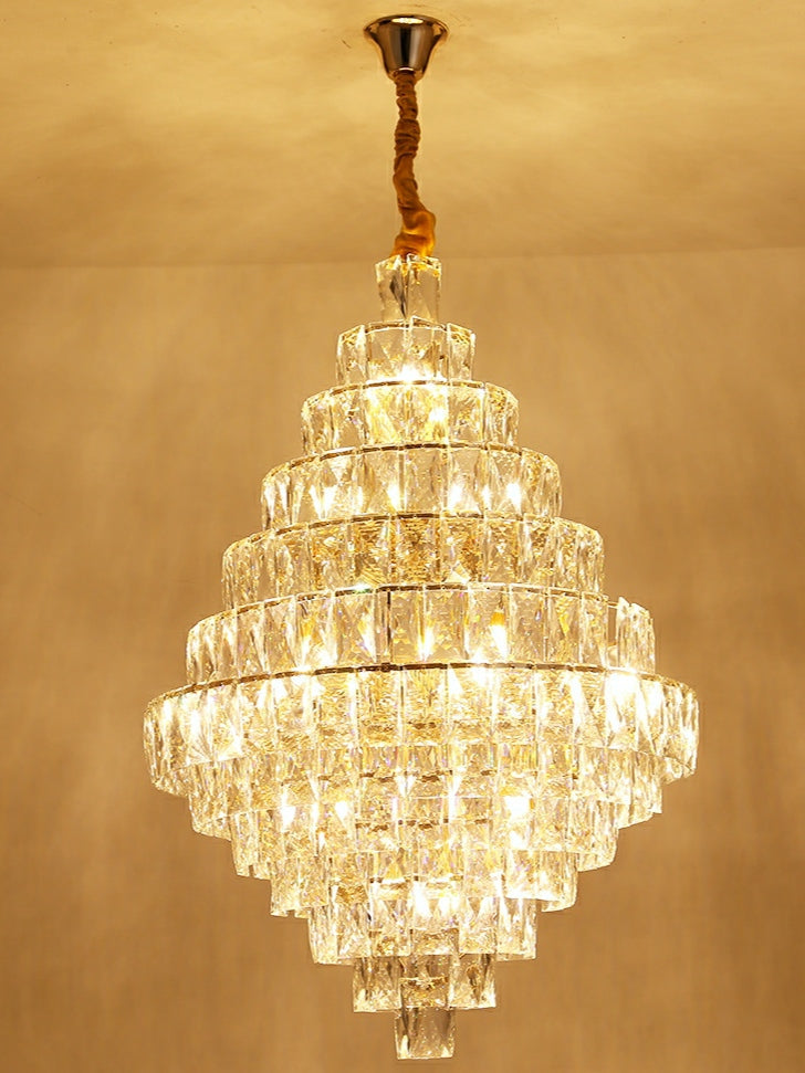 Extra Large Foyer Pure Crystal Ceiling Light Living Room Entrance Staircase Chandelier