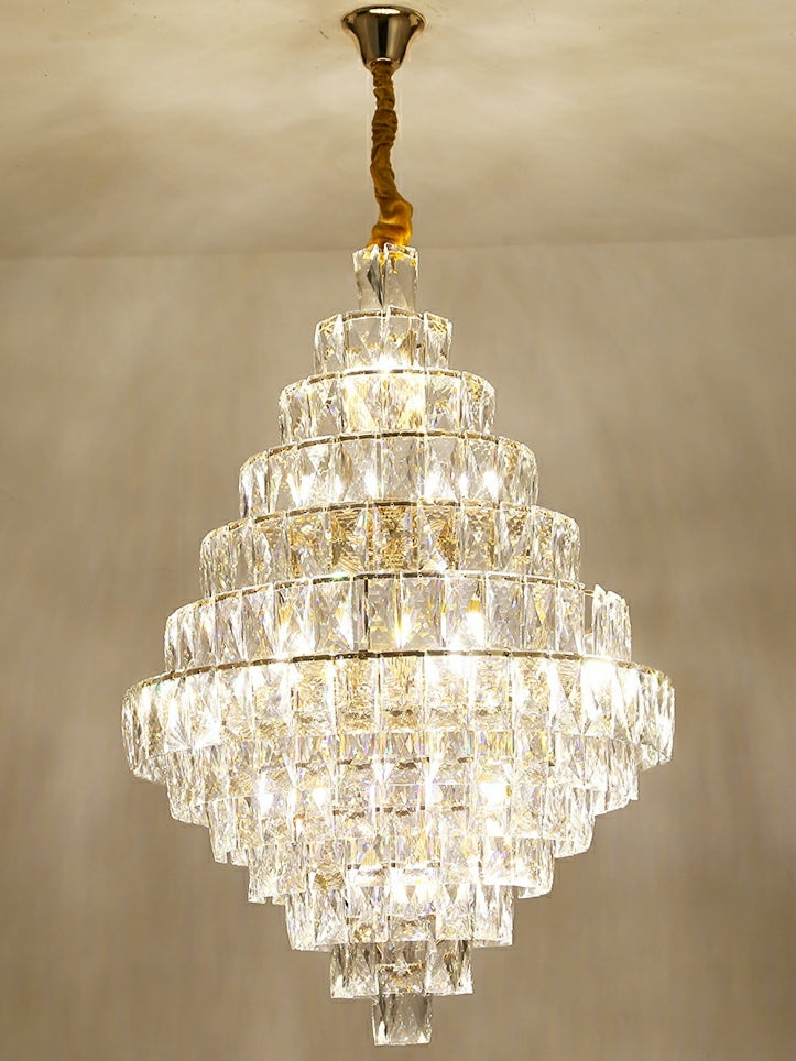 Extra Large Foyer Pure Crystal Ceiling Light Living Room Entrance Staircase Chandelier
