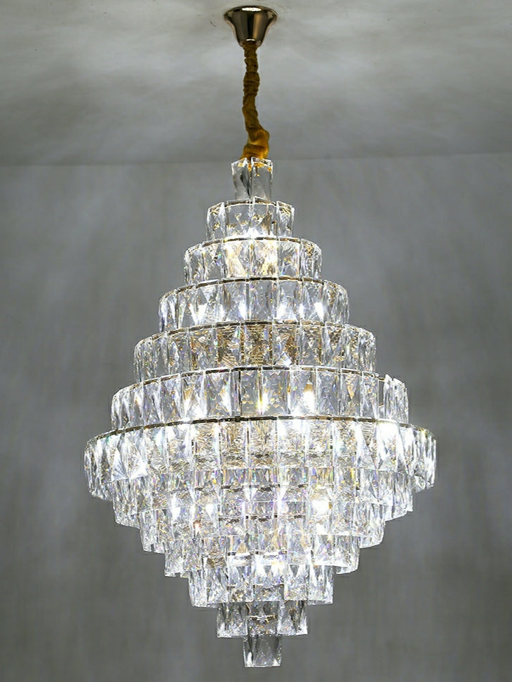 Extra Large Foyer Pure Crystal Ceiling Light Living Room Entrance Staircase Chandelier