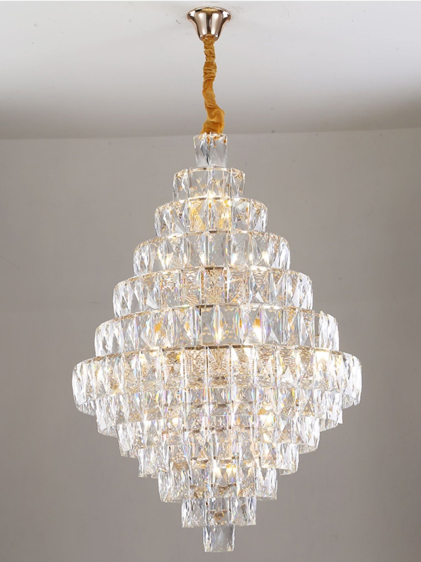 Extra Large Foyer Pure Crystal Ceiling Light Living Room Entrance Staircase Chandelier