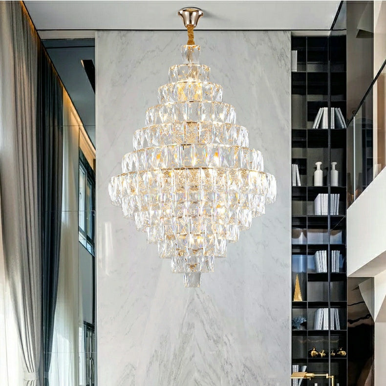 Extra Large Foyer Pure Crystal Ceiling Light Living Room Entrance Staircase Chandelier