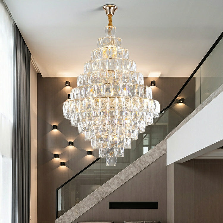 Extra Large Foyer Pure Crystal Ceiling Light Living Room Entrance Staircase Chandelier