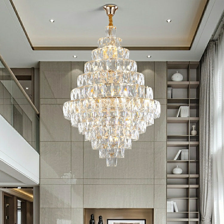 Extra Large Foyer Pure Crystal Ceiling Light Living Room Entrance Staircase Chandelier