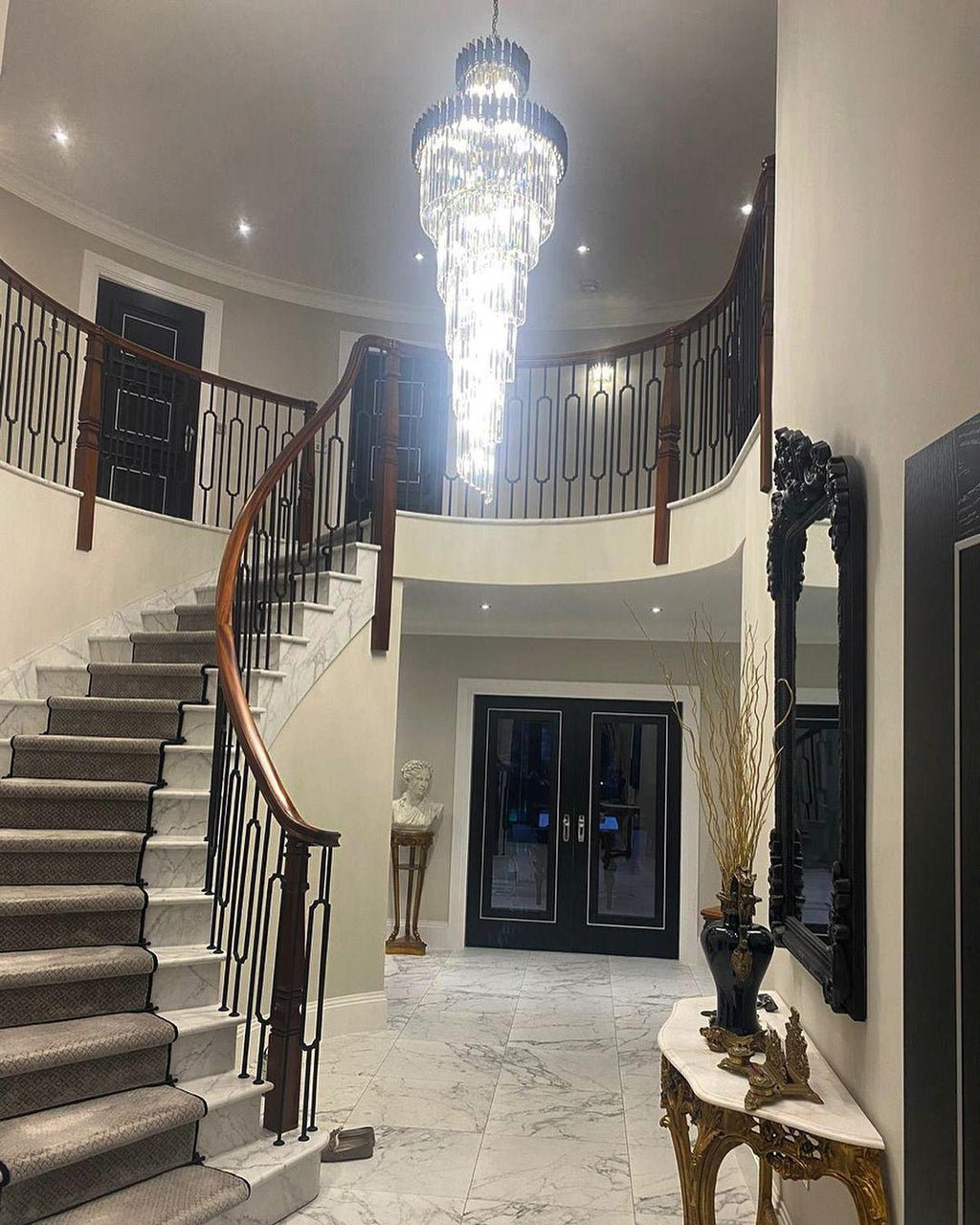 Spiral Crystal Chandelier for Foyer / Staircase