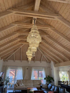 Extra Large Plaza Hall Multi-Tier Crystal Chandelier Foyer Living Room Staircase Ceiling Lighting in Chrome /