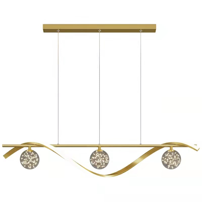 Modern Glass and Metal Rectangular Chandelier with Clear Finish