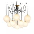 Art Crystal Ball Spider Chandelier Opal Matte Glass