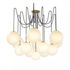 Art Crystal Ball Spider Chandelier Opal Matte Glass