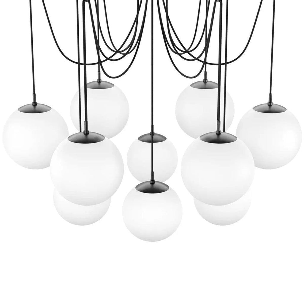 Art Crystal Ball Spider Chandelier Opal Matte Glass