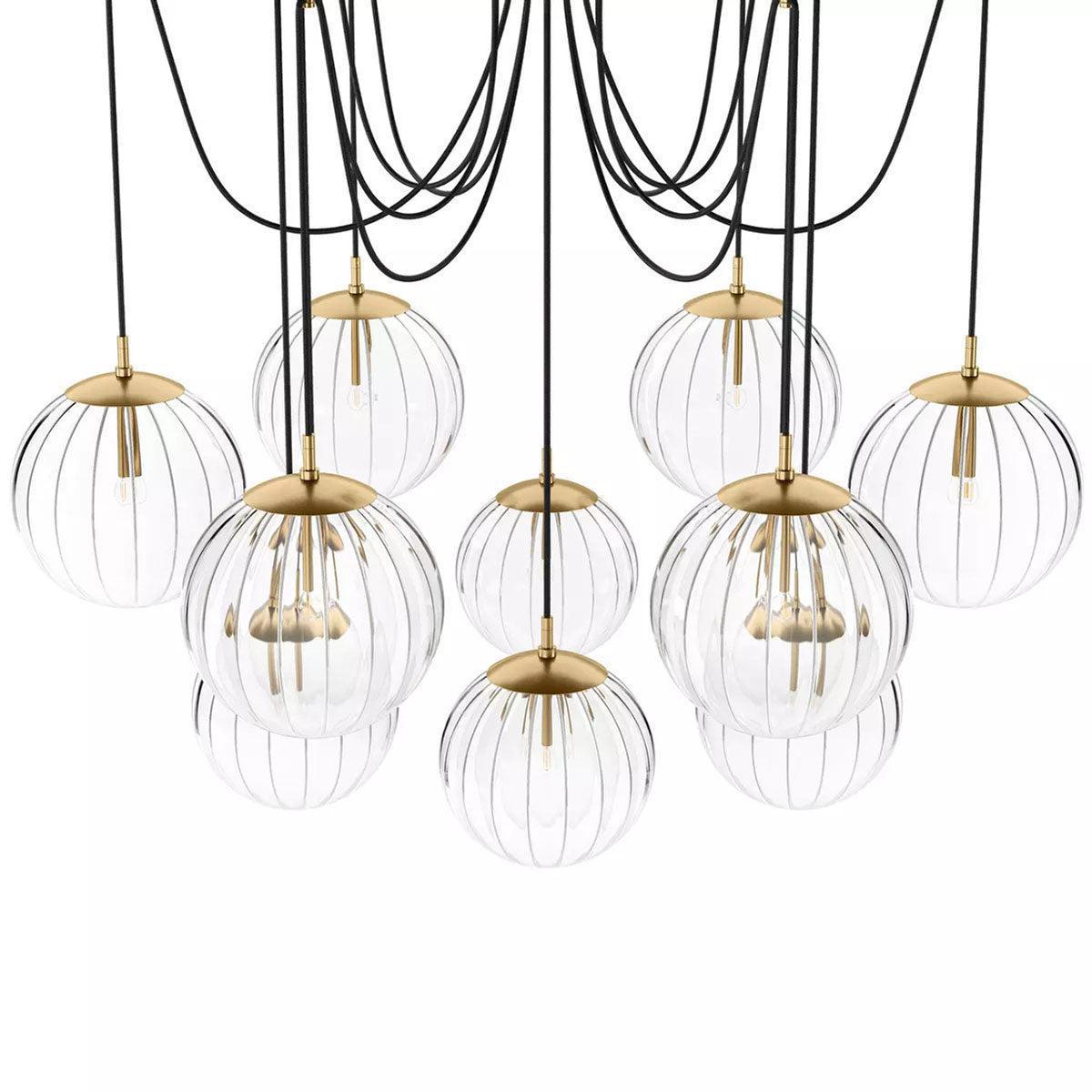 Art Crystal Ball Spider Chandelier Clear Ribbon Glass
