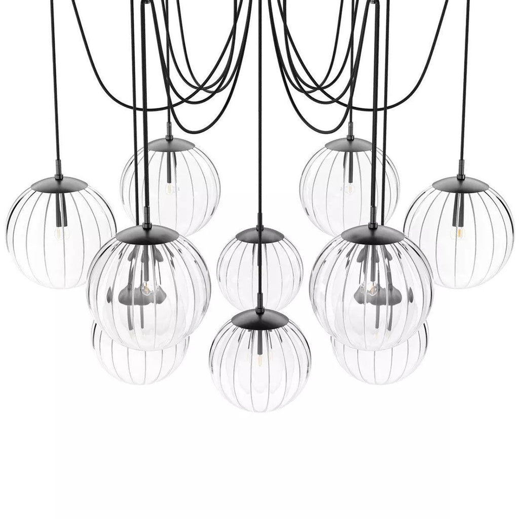 Art Crystal Ball Spider Chandelier Clear Ribbon Glass