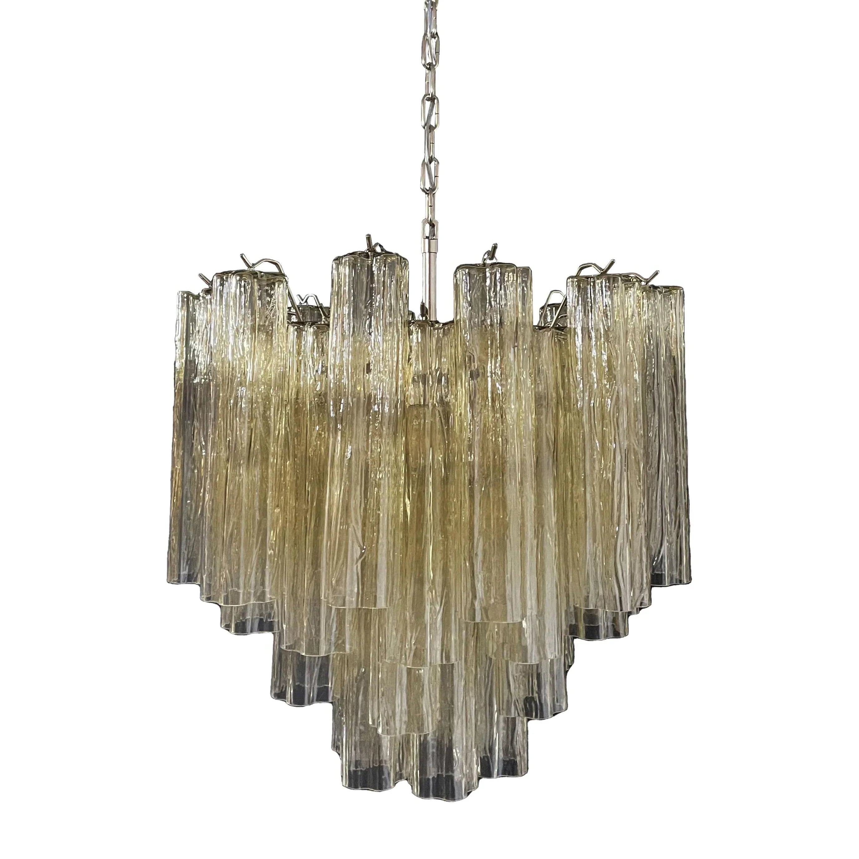 Fantastic Murano Amber Glass Tube Chandelier