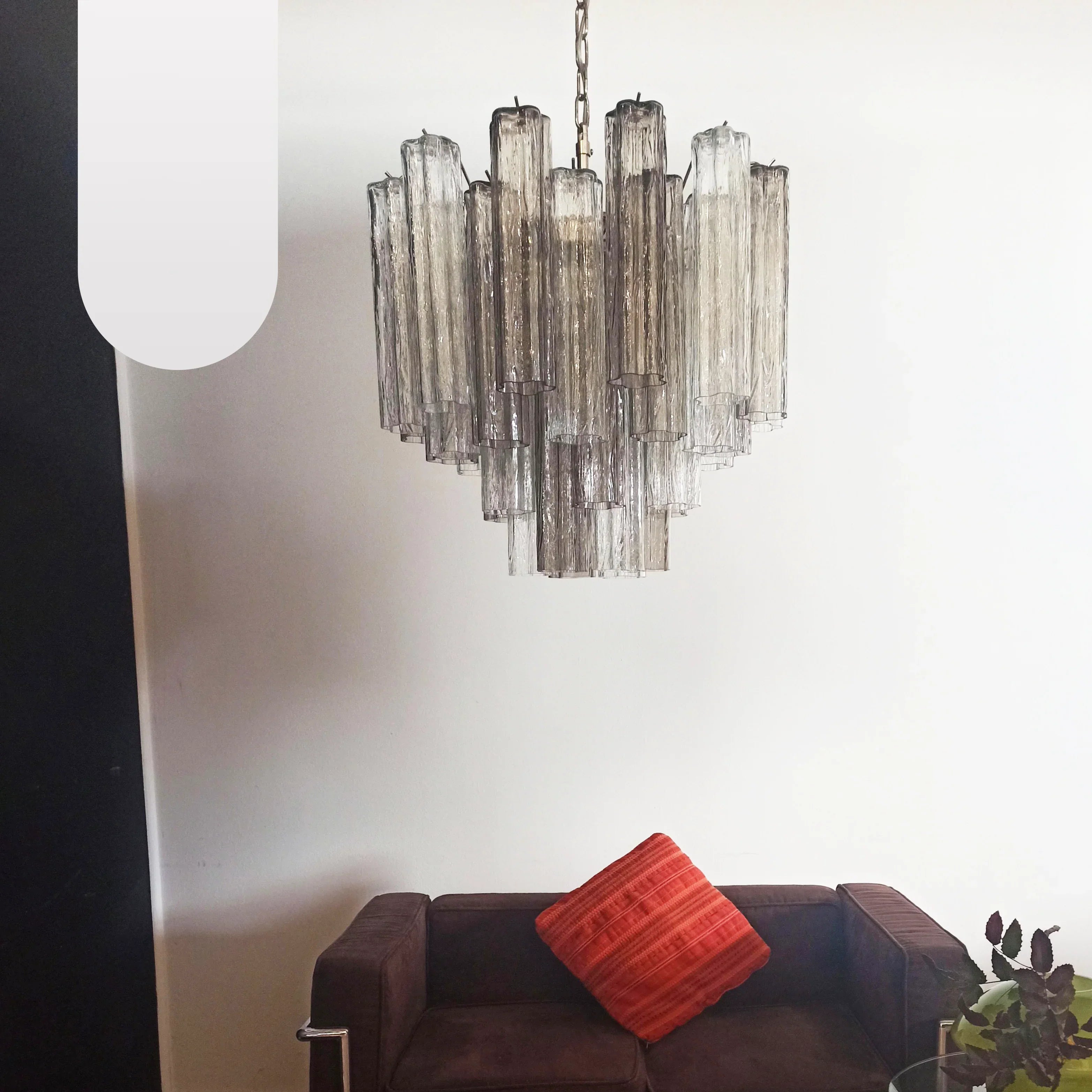 Fantastic Murano Smoked Glass Tube Chandelier