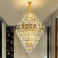 Fashion Large Staircase Chandelier for Foyer Living Room Entrance Crystal Ceiling Light in Gold Finish
