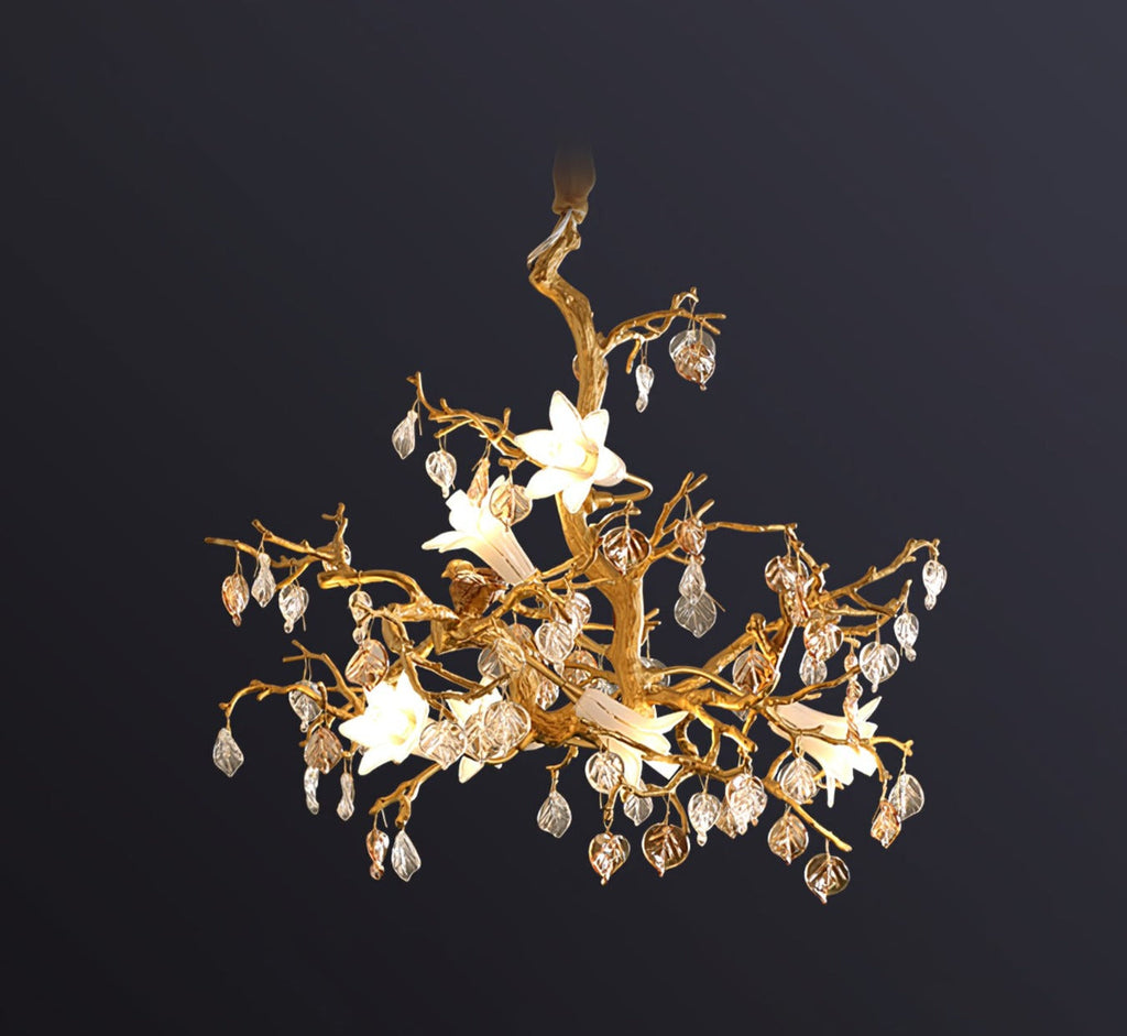 Zeke Branch Brass Crystal Chandelier