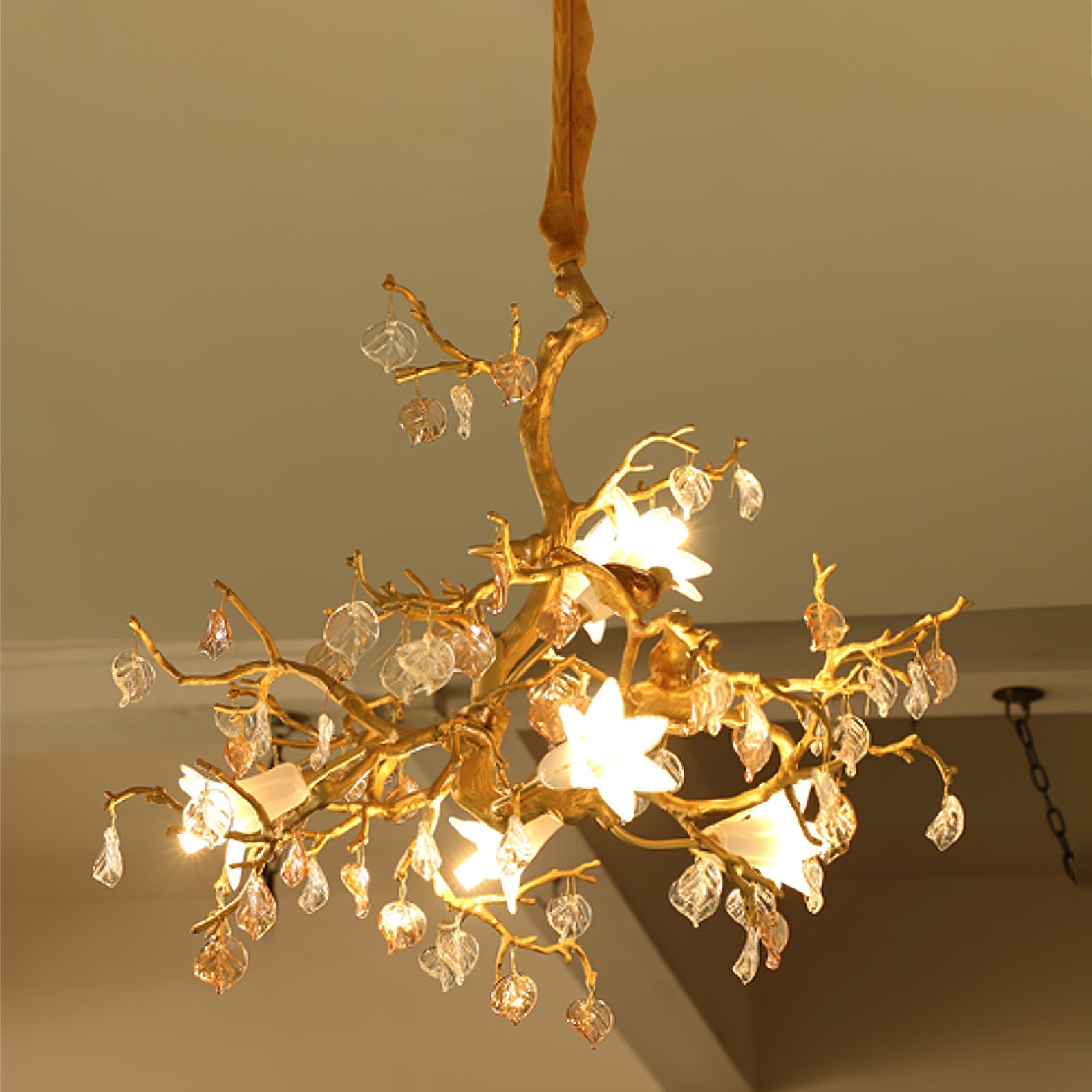 Zeke Branch Brass Crystal Chandelier