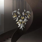 Floating Leaves Meteor Shower Crystal Spiral Chandelier