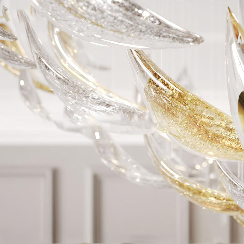 Floating Leaves Meteor Shower Crystal Spiral Chandelier