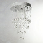 Flush Mounted Crystal Drops Chandelier Elegant Ceiling Light for Bedroom / Living Room