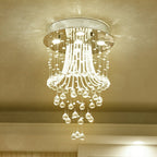 Flush Mounted Crystal Drops Chandelier Elegant Ceiling Light for Bedroom / Living Room