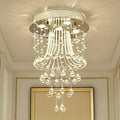 Flush Mounted Crystal Drops Chandelier Elegant Ceiling Light for Bedroom / Living Room
