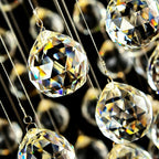 Flush Mounted Crystal Drops Chandelier Elegant Ceiling Light for Bedroom / Living Room
