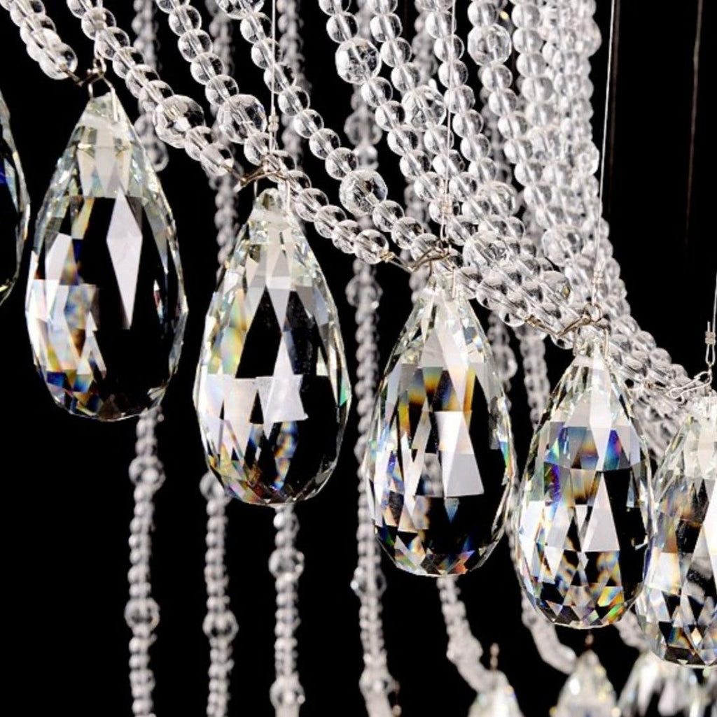 Flush Mounted Spiral Crystal Drops Chandelier Round LED Ceiling Lighting for Foyer Staircase / Hotel Entrance