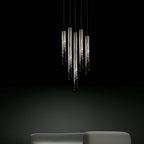 Foyer Staircase Chrome Ceiling Light Silver Crystal Pendant Chandelier for Hallway Entrance