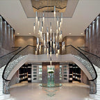 Foyer Staircase Chrome Ceiling Light Silver Crystal Pendant Chandelier for Hallway Entrance