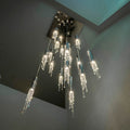 Foyer Staircase Chrome Ceiling Light Silver Crystal Pendant Chandelier for Hallway Entrance