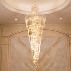 Extra Large Tiered Spiral Crystal Chandelier for High Ceiling