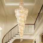 Extra Large Tiered Spiral Crystal Chandelier for High Ceiling