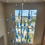 Art Design 1 / 25 / 60 / 84-Light Colorful Rectangle Cluster Glass Tile Pendant / chandelier