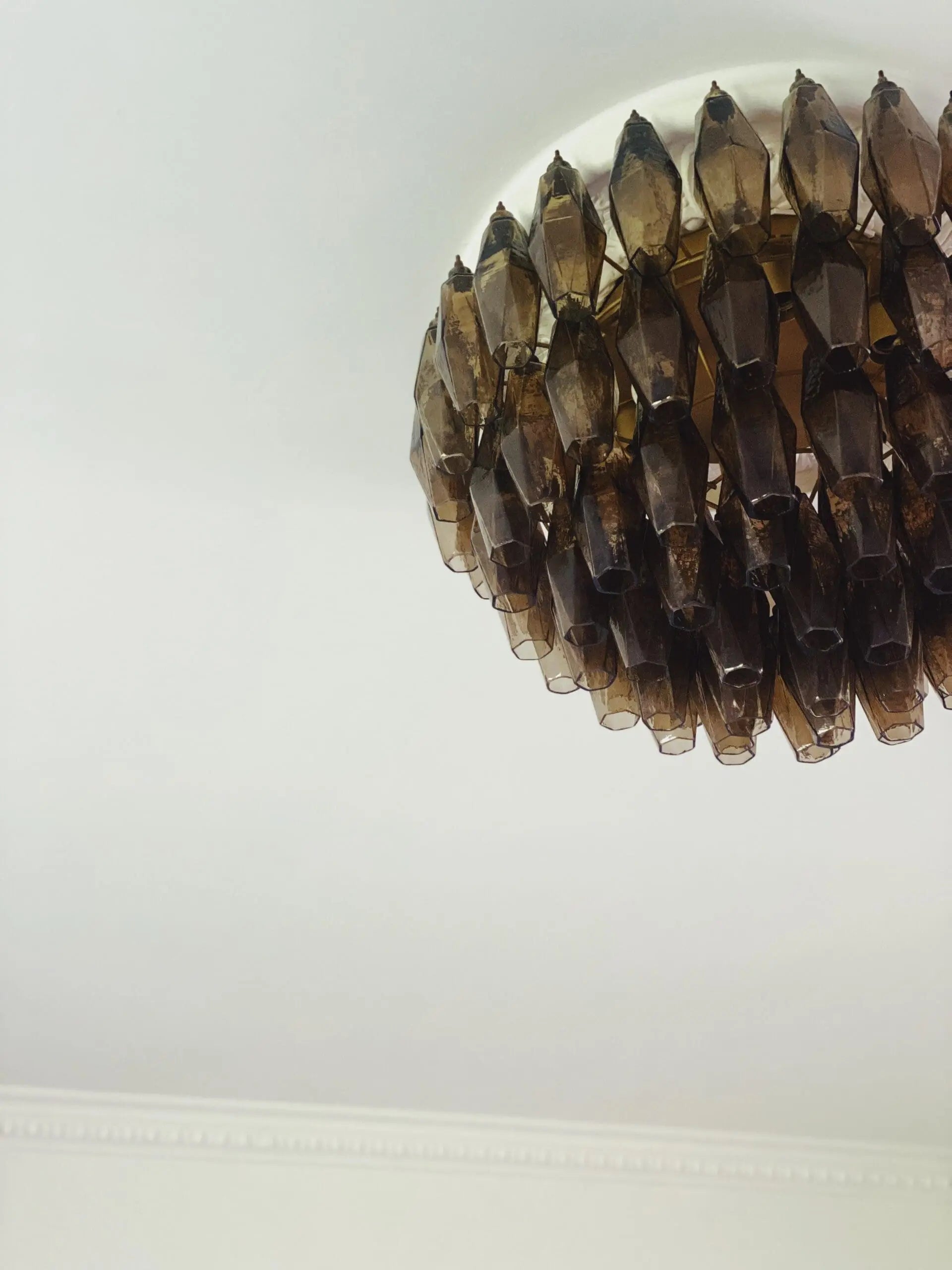 Murano Chandelier – Poliedri – 84 Glasses – Dark Smoked