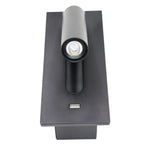 Black Bedside USB Wall Light
