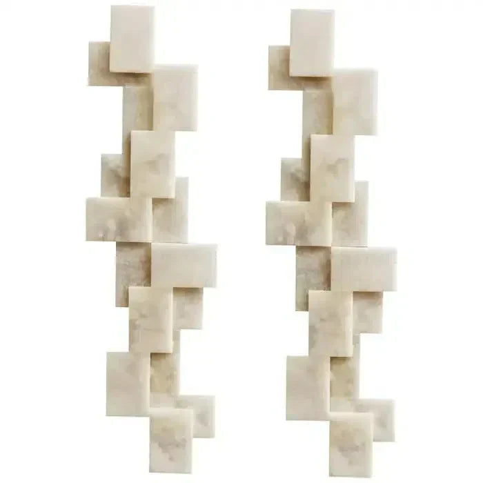 Pair of Long Wall Sconces in Alabaster