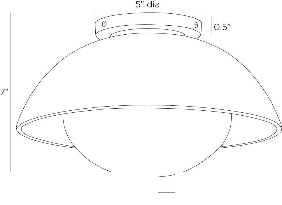 Glaze Small Flush Mount GADFC01 technical dimension drawing
