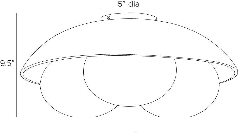 Glaze Large Flush Mount GADFC02 technical dimension drawing