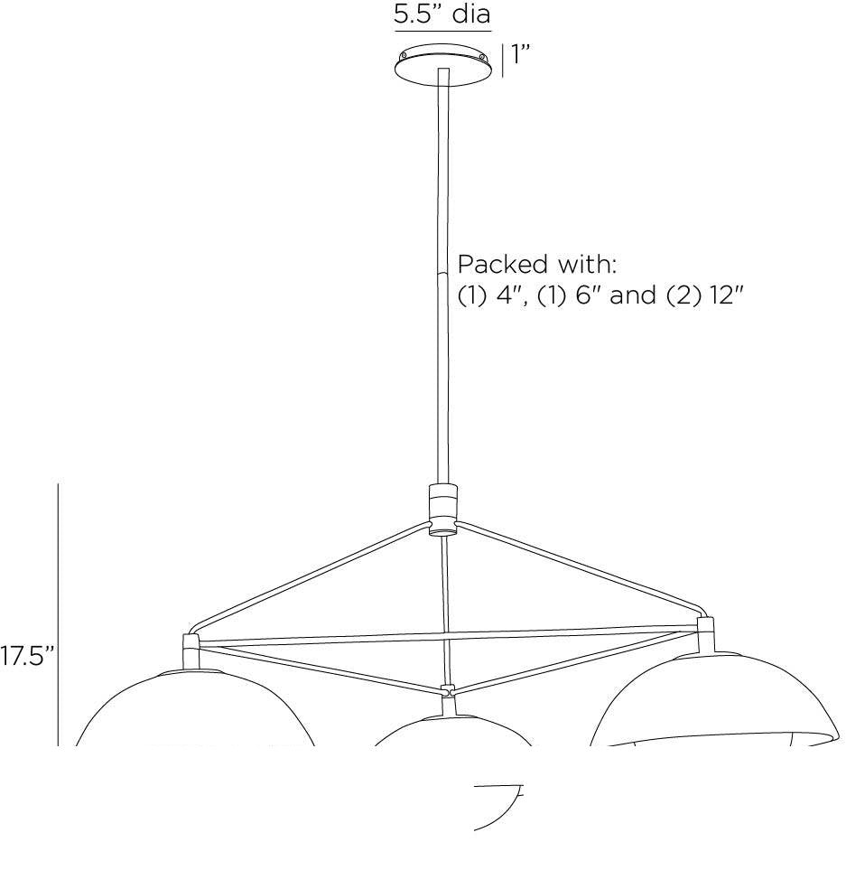 Glaze Chandelier GADMC01 technical dimension drawing