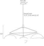 Glaze Chandelier GADMC01 technical dimension drawing