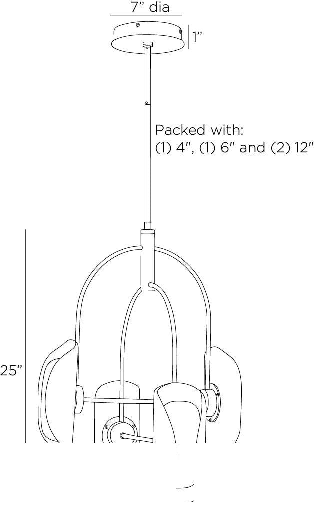 Roll Chandelier GADSC01 technical dimension drawing