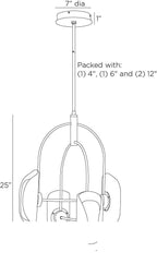 Roll Chandelier GADSC01 technical dimension drawing